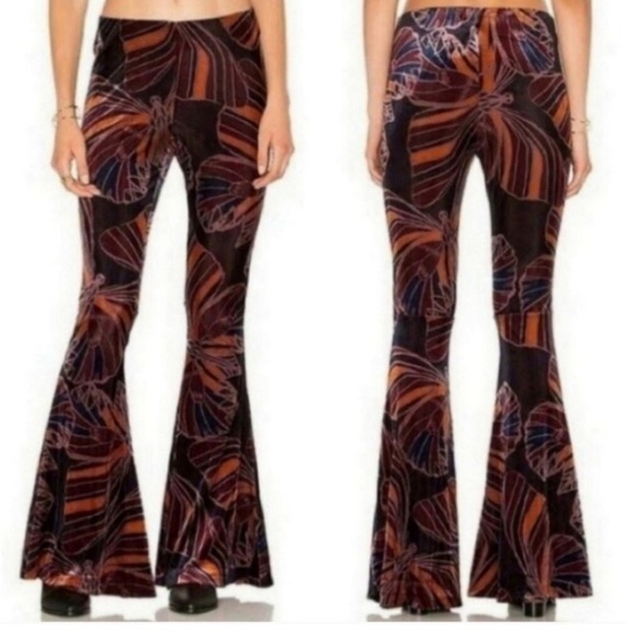 Free People Butterfly velvet Bell Bottoms - Picture 2 of 6